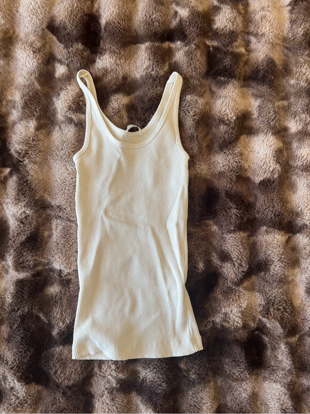 Zara Cream Ribbed Tank Top - Scoop Neck